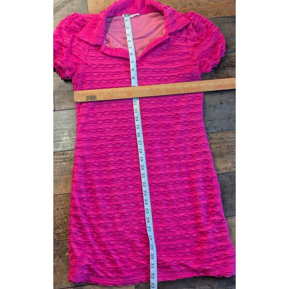 Ces Femme M Hot Pink Textured Y2K Mini Dress - Picture 4 of 5